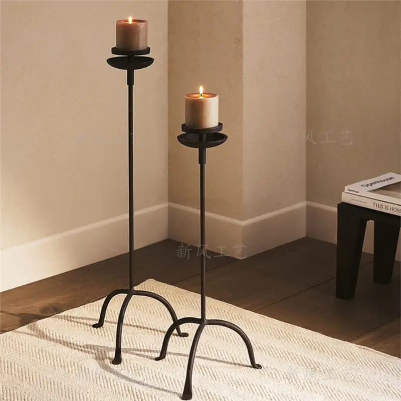 Decorative candlestick retro homestay candle stand atmosphere decoration tall tripod warmth European style branch French style
