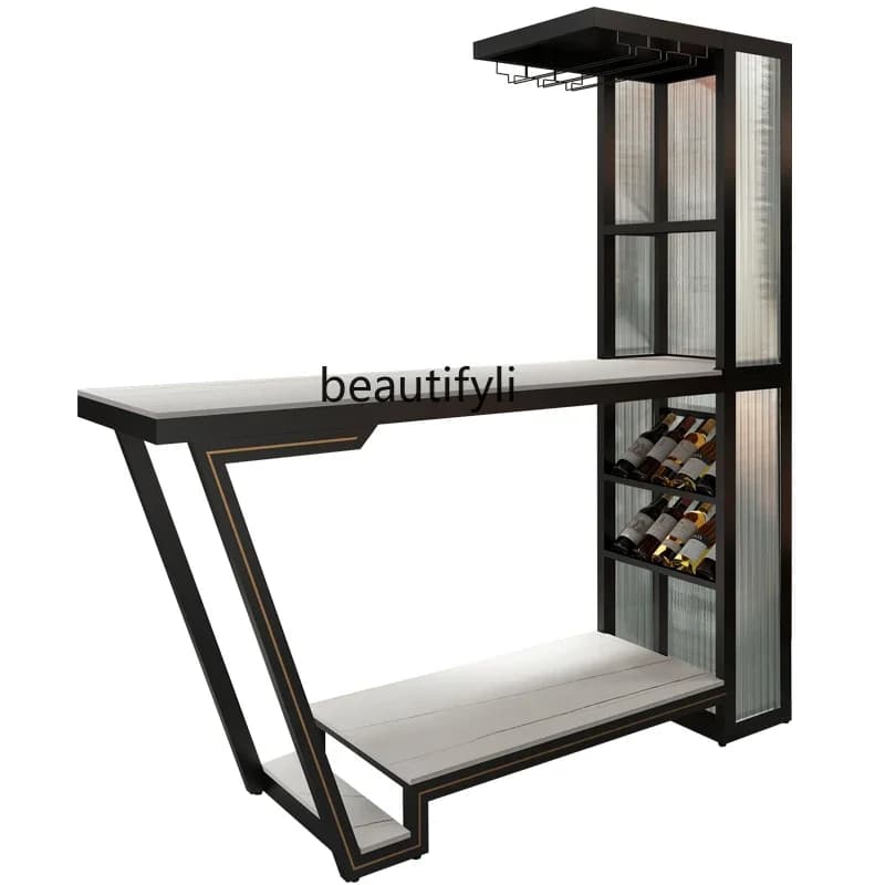 Living room partition cabinet, bar counter integrated table against the wall, household modern rock slab entrance, high table600