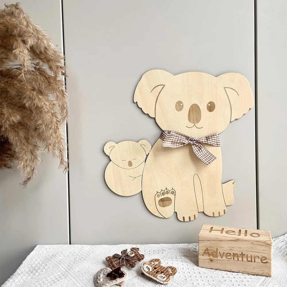Ins Wooden Koala Bear Wall Stickers Children's Room Kindergarten Wall Decoration Photography Props