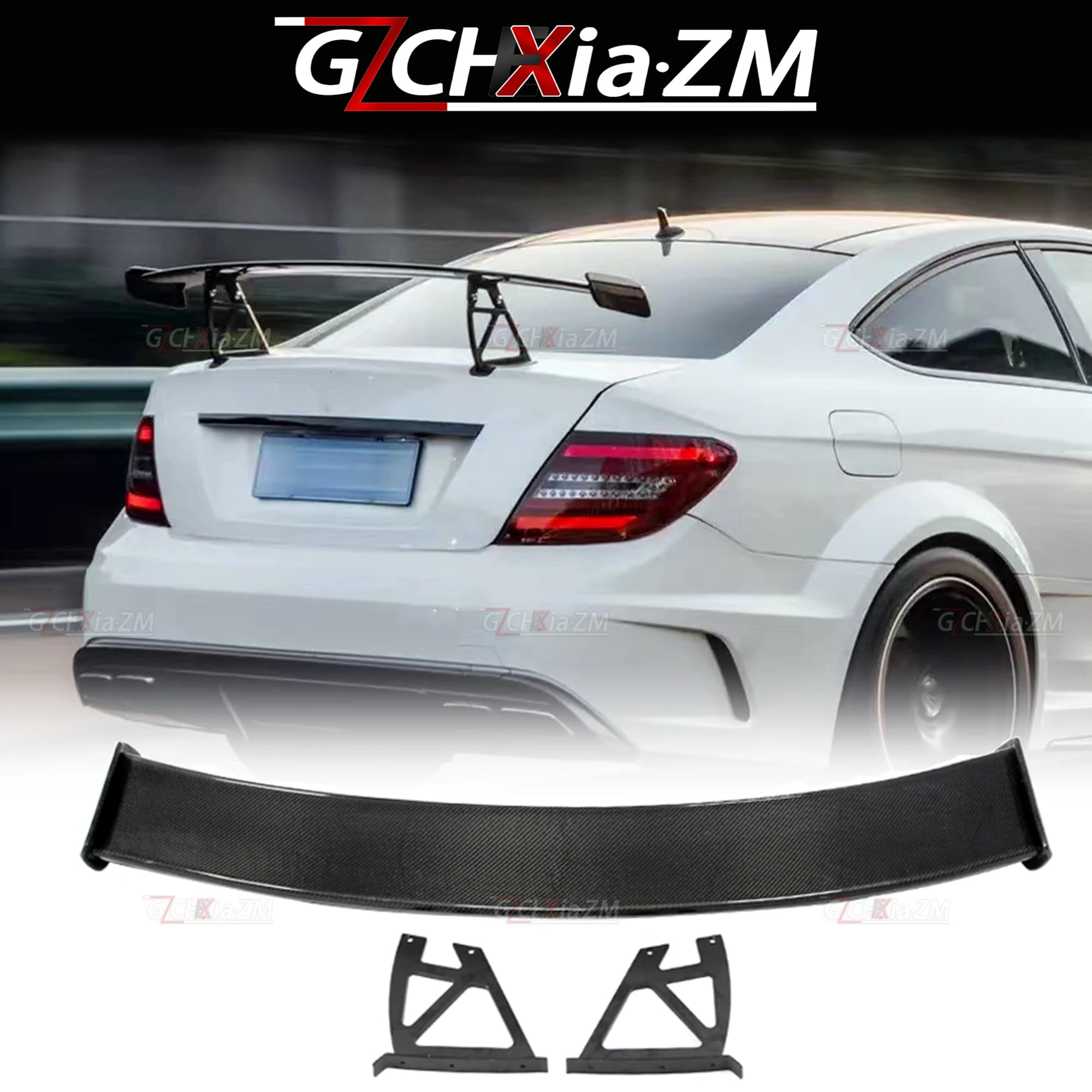 For Mercedes Benz W204 C63 AMG Coupe 100% Genuine Carbon Fiber Black Series Rear Spoiler BS style Rear Wing 2/4 Doors 2007-2014