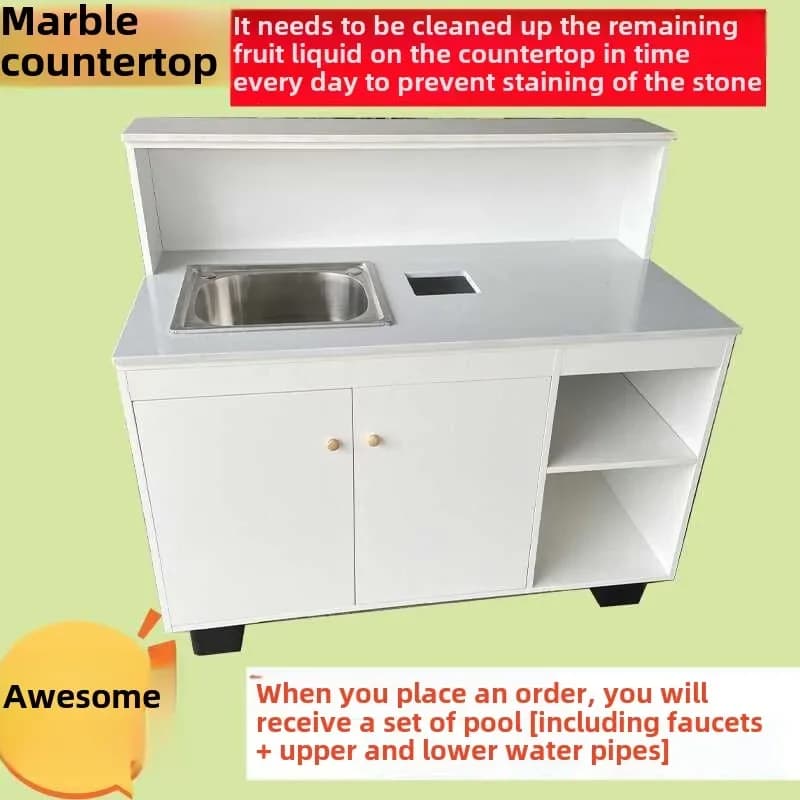stainless steel fruit cutting table Supermarket cutting table Washing and cutting table Integrated marble operation
