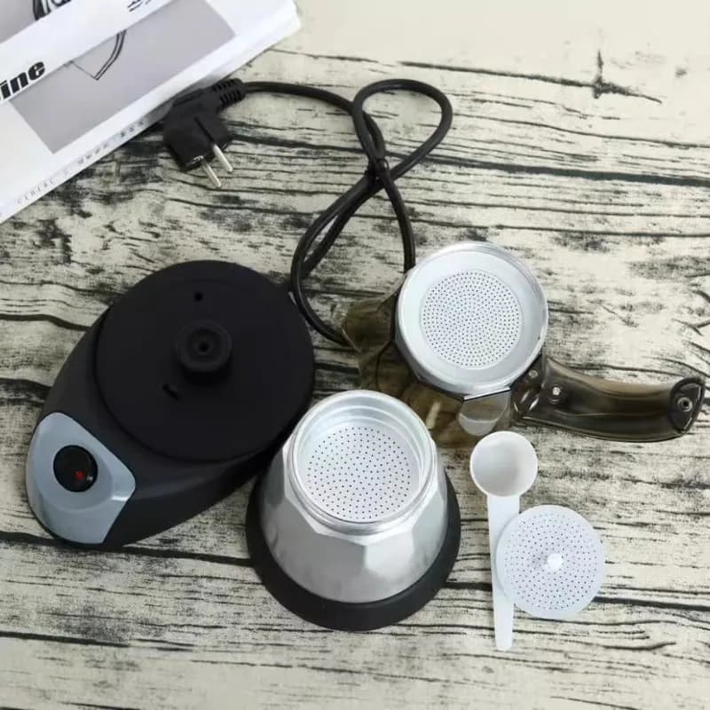 European Plug-in Coffee Set Office Coffee Maker Italian Coffee Machine Portable Aluminum Electric Mocha Pot