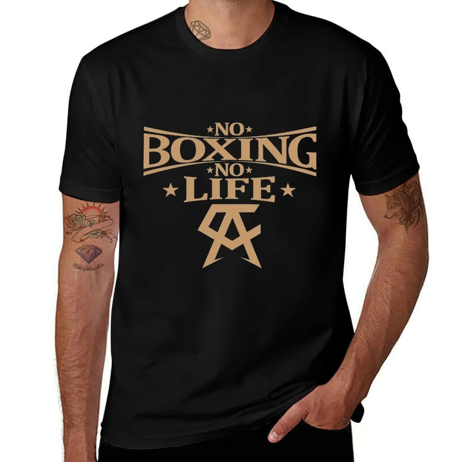 No Boxing No Life Gold T-Shirt t shirts for man graphic funny t shirts for man pack cotton