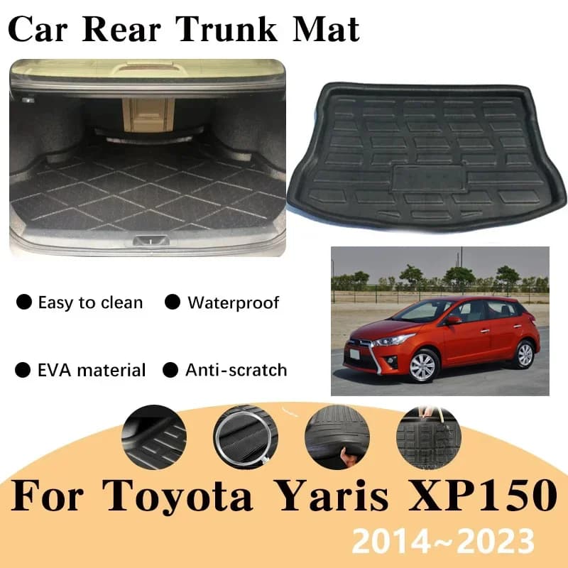 Car Trunk Mats EVA Material for Toyota Yaris XP150 2014 2015 2016~2023 Hatchback Rear Cargo Tray Trunk Mat Rear Pads Accessories