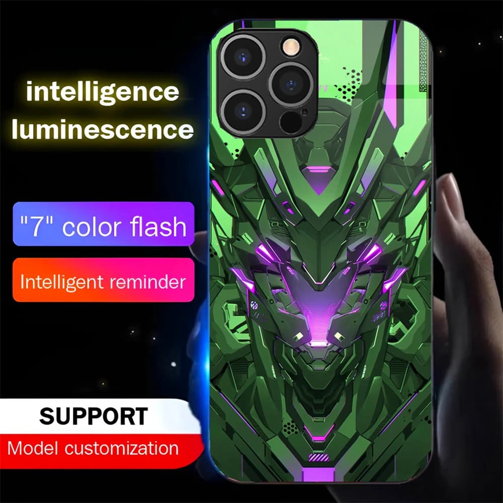 Battle Armor Mech Sound Control LED Flash Cases Luminous Glass Cover For Samsung S26 S25 S24 S23 S22 S21 S20 FE Plus Ultra