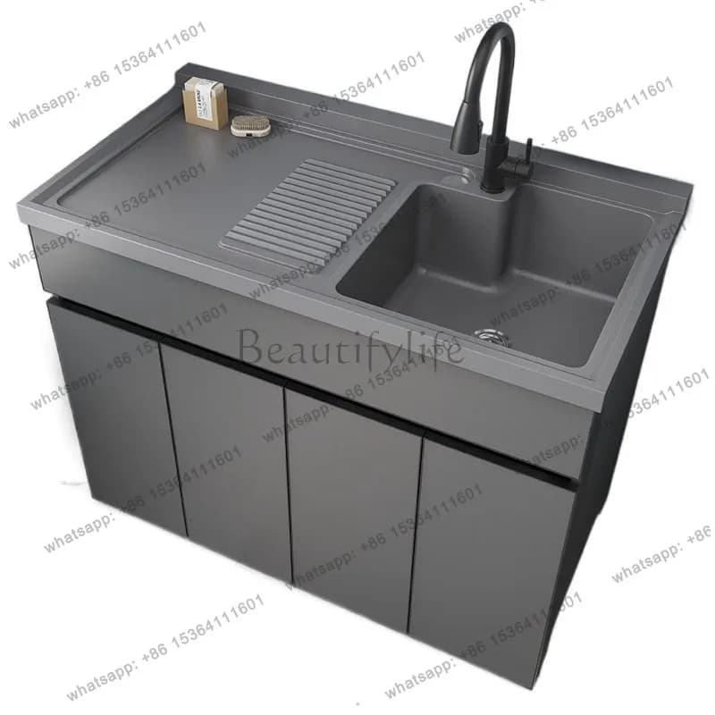 Honeycomb aluminum balcony laundry cabinet basin floor-to-ceiling washing machine with rubbing board
