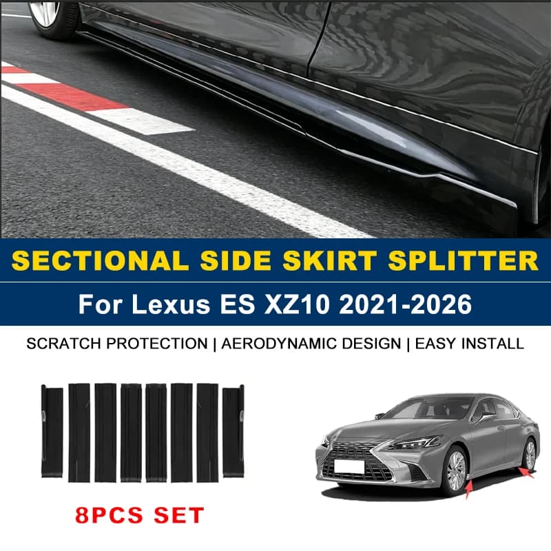 2.2m Sectional Side Skirt Extension Lips Side Spoiler, Car Exterior Modified Upgrade Kit For Lexus ES XZ10 2021-2026 2022 2023