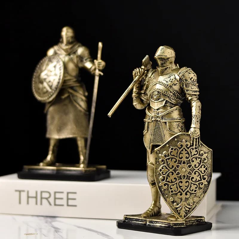 Medieval Knight Order Statue, Desktop Decoration Heavy Armored Knight Character Resin Sculpture Room Aesthetic Decoration