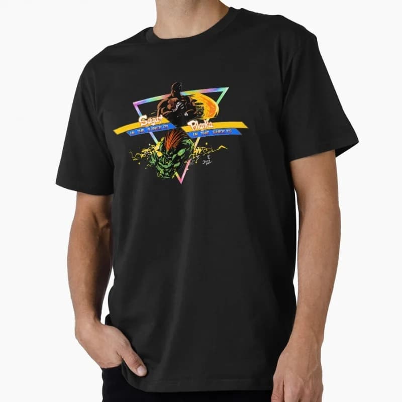Blanka in the Sheets Street Fighter Retro Combat Gift t shirt Arcade game Graphic Tee 100% cotton Y2K Clothes All size Tops