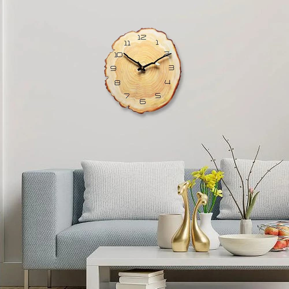Creative 12-inch Silent MDF Wall Clock: Luminous Annual Ring Design Creative Wall Clock Creative Wall Clock For Stylish