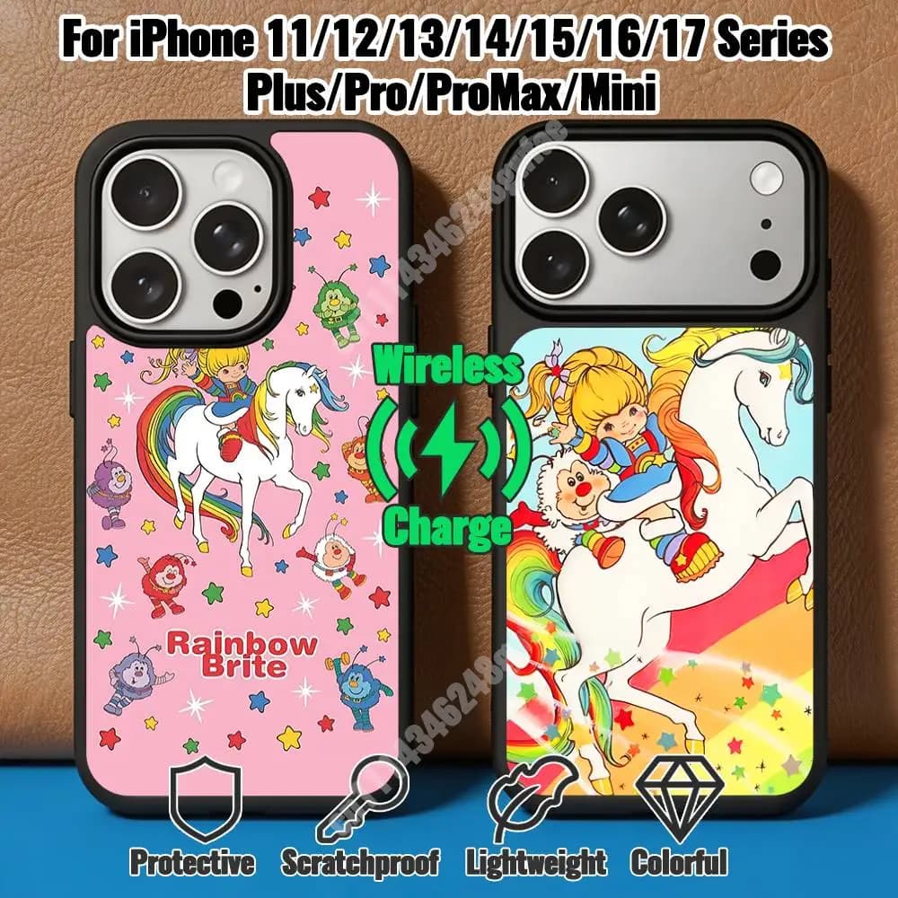 Wisp Girl R-Rainbow B-Brite Magnetic Charge Case for iPhone 17 16 Pro Plus 15 14 Max Mini 13 12 11 Secure Protector