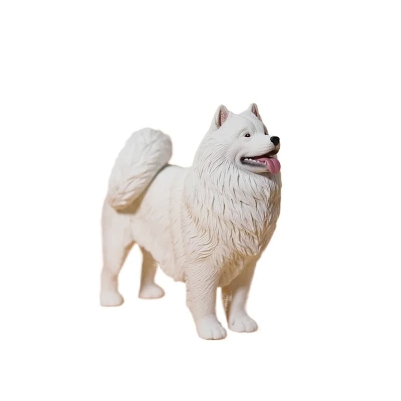 Samoyed dog, simulated pet dog dog model creative car ornament table figure tide play