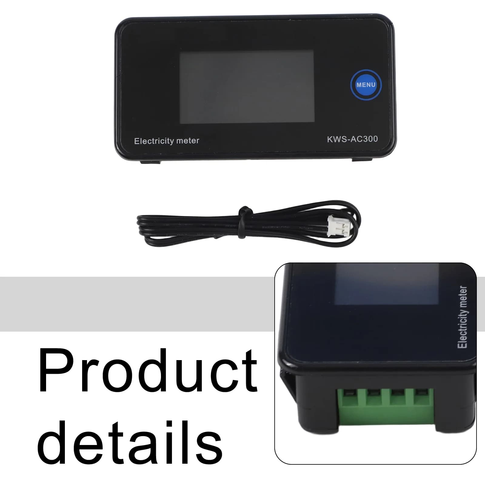 KWS-AC300 AC Energy Meter with Voltage Current Power Temperature Timer Display 50-300V 0-100A and Power Off Memory Function