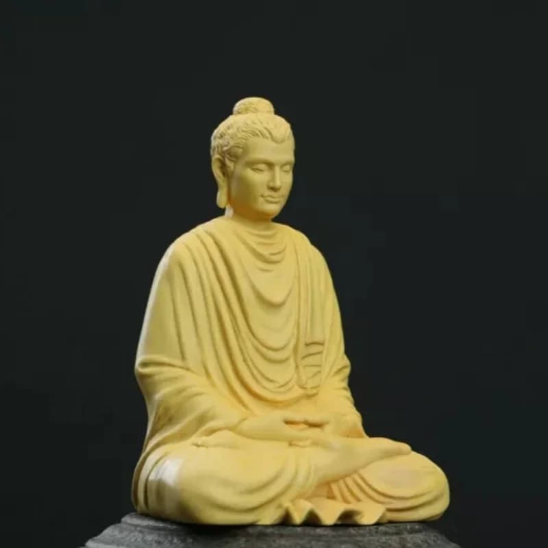 4.7" Collection Boxwood Carved Buddha Statue Meditation Zen Decor Sculpture Art