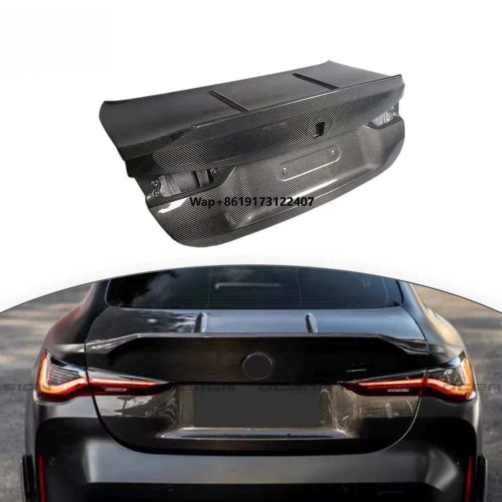 G82 M4 Single Auto Car Rear Back Door Trunk Lid Cover Upgrade Carbon Fiber Dry Bumper Facelift Parts