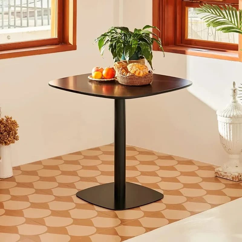 Square 32 Inch Tulip Dining Table with MDF Top and Steel Base, Small Pedestal Table for Kitchen, Dining Room, Living Room