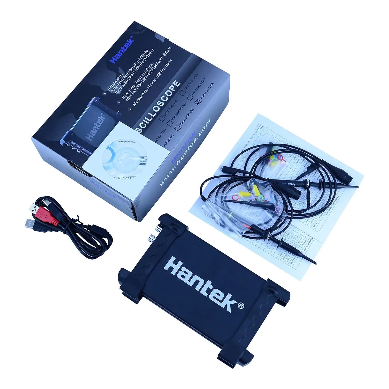 Hantek 6022BE Laptop PC USB Digital Storage Virtual Oscilloscope 2 Channels 20Mhz Handheld Portable Osciloscopio