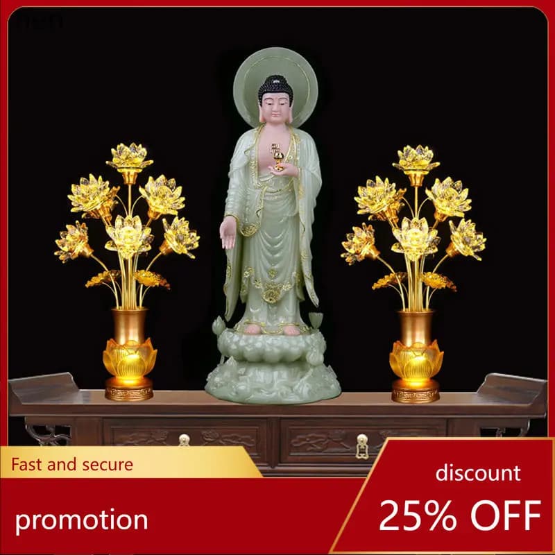 Cz  guanyin worship ornaments 79-grade colorful crystal lotus ornaments imitation glass   front long-lasting for home ornaments