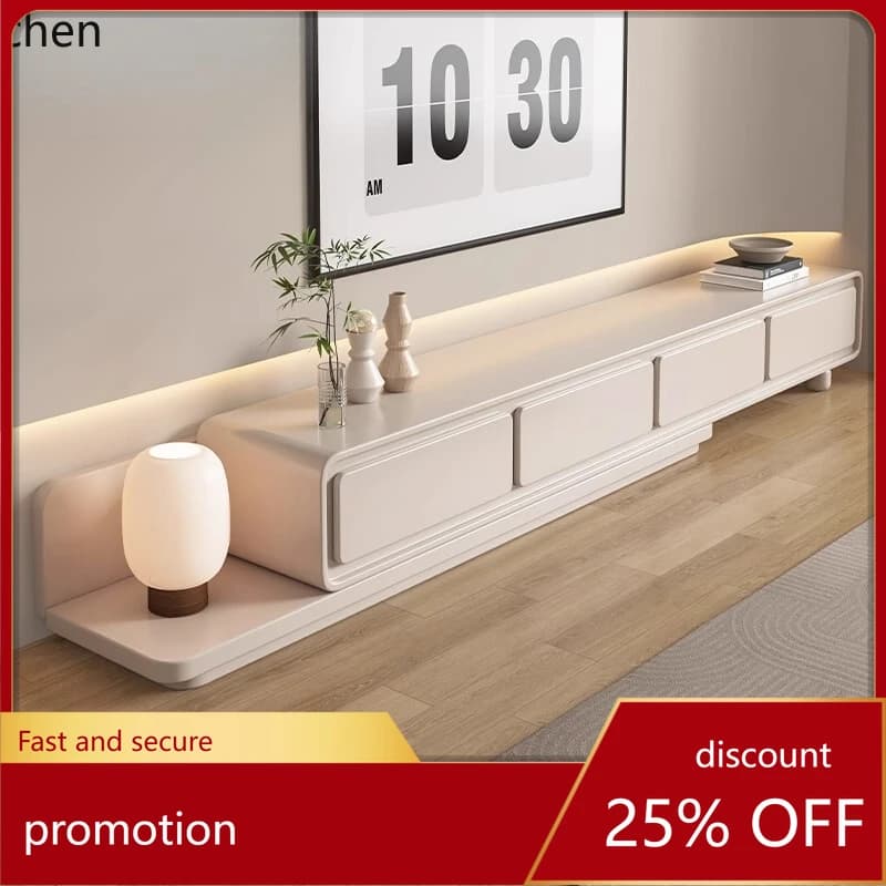 HT  solid wood TV cabinet coffee table combination simple small apartment retractable TV cabinet