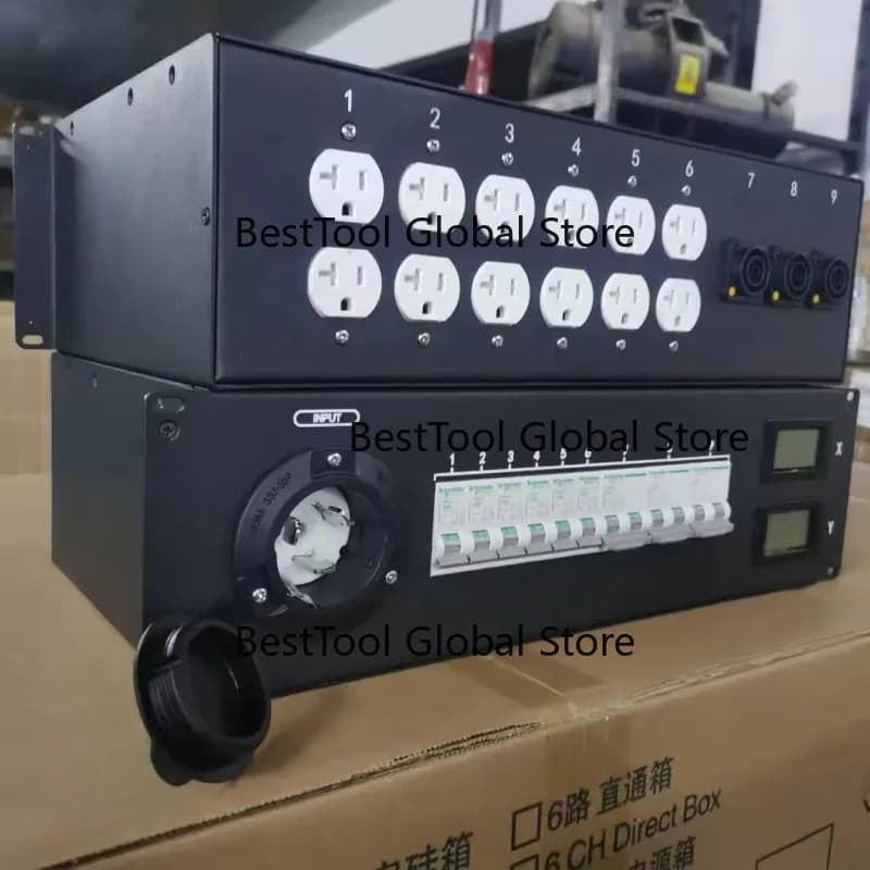 Industrial 50A Twist Lock Inlet 220-240V Power Distro Panel Box Distribution Rack