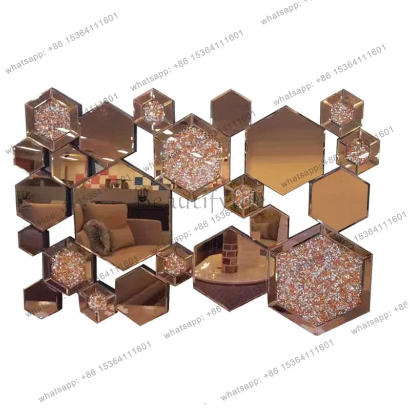 8Personalized and creative home wall decoration mirror wall decoration European light luxury entrance mirror 2218