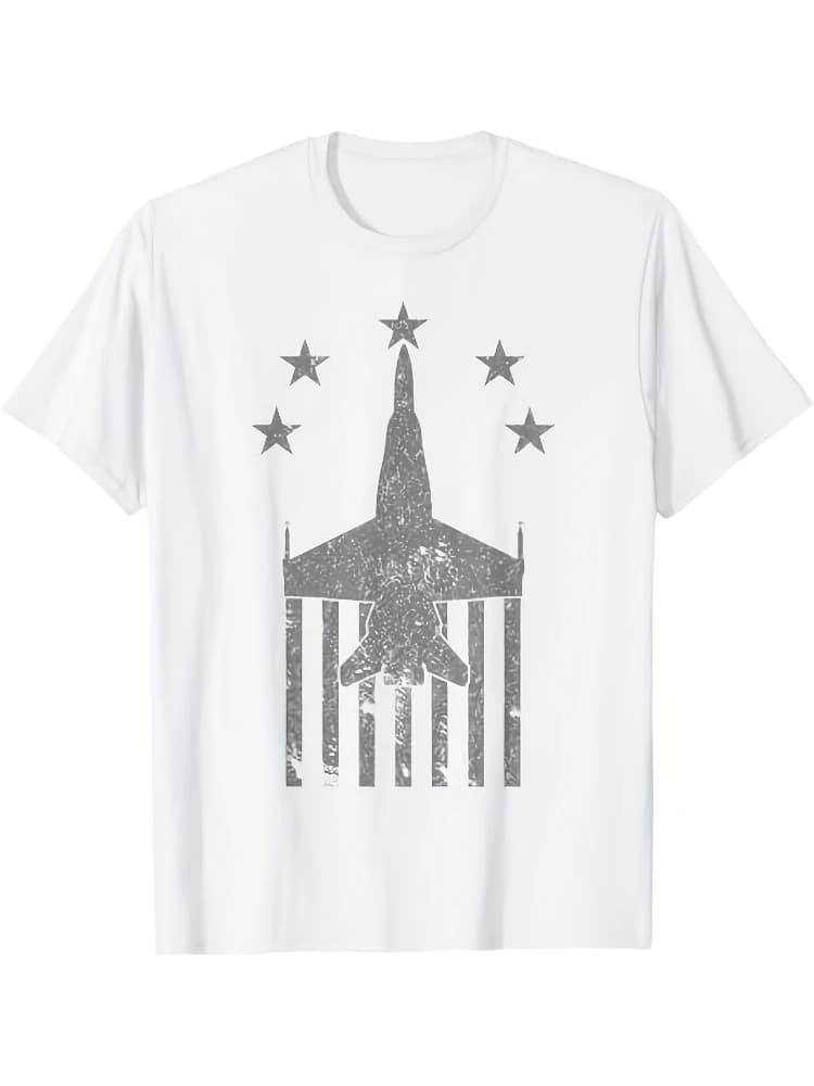 F-18 Hornet/Super Hornet Jet Fighter with Navy Insignia,Stars& Bars Design-100% cotton O-neck casual printed men's T-shirt.
