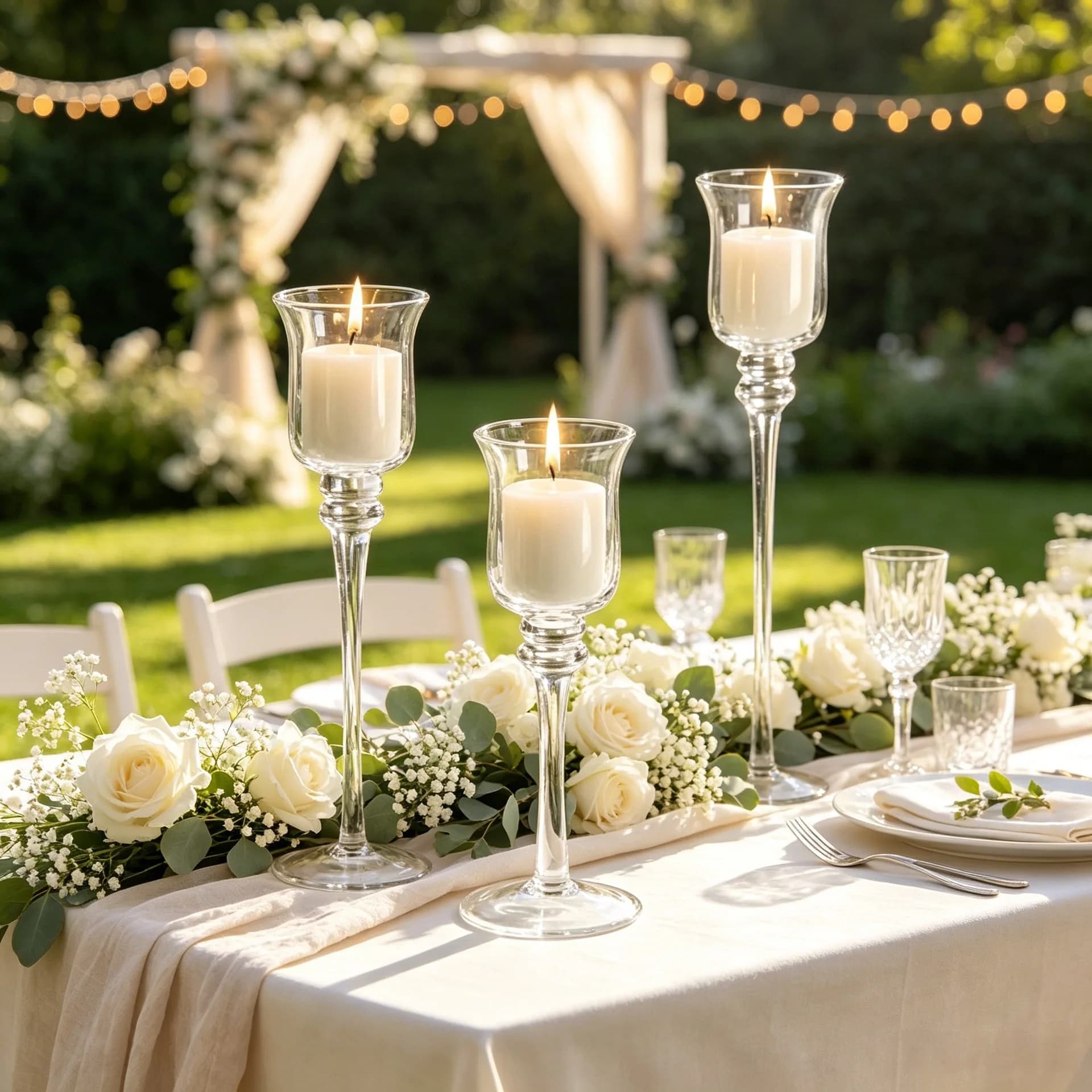Tall Glass Candle Holder Vase Outdoor Wedding Party Centerpiece Romantic Table Decor For Garden Banquet Hotel Home