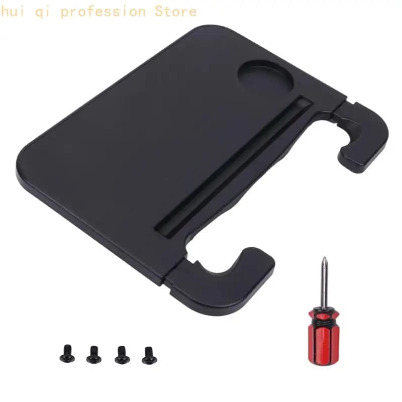 Car Desk with an Expandable Steering-Mounted Top, Cup Well, and Lower Rims for Laptop Tasks, Writing, Reading, and Waiting While