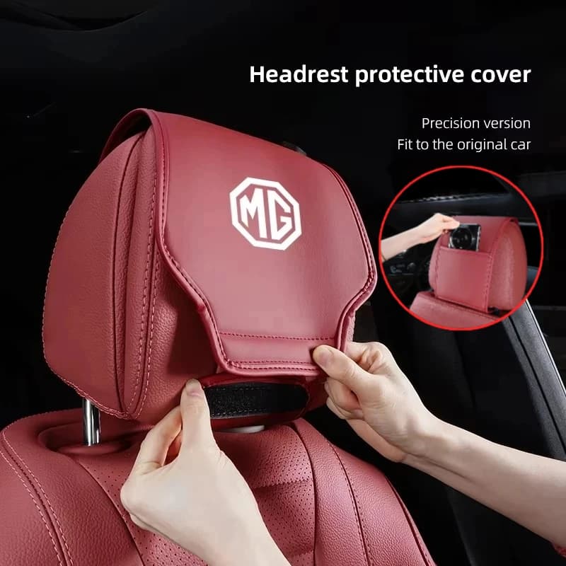 Auto Seat Head Pillow Cover Protective Headrest Sleeve Washable Case Leather For MG ZS MG4 EV HS MG3 MG5 EV Marvel R MG ONE