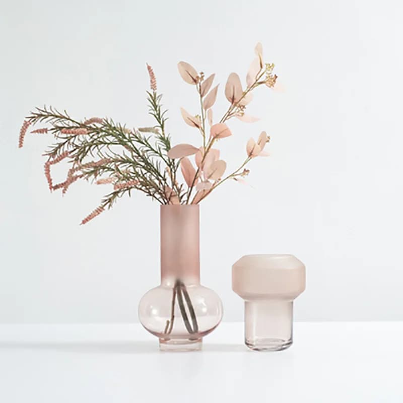 Modern Simple Pink Glass Vase Decorations Frosted Flower Arranger Sample Room Decor Soft Living Rooms Table Decoration Home