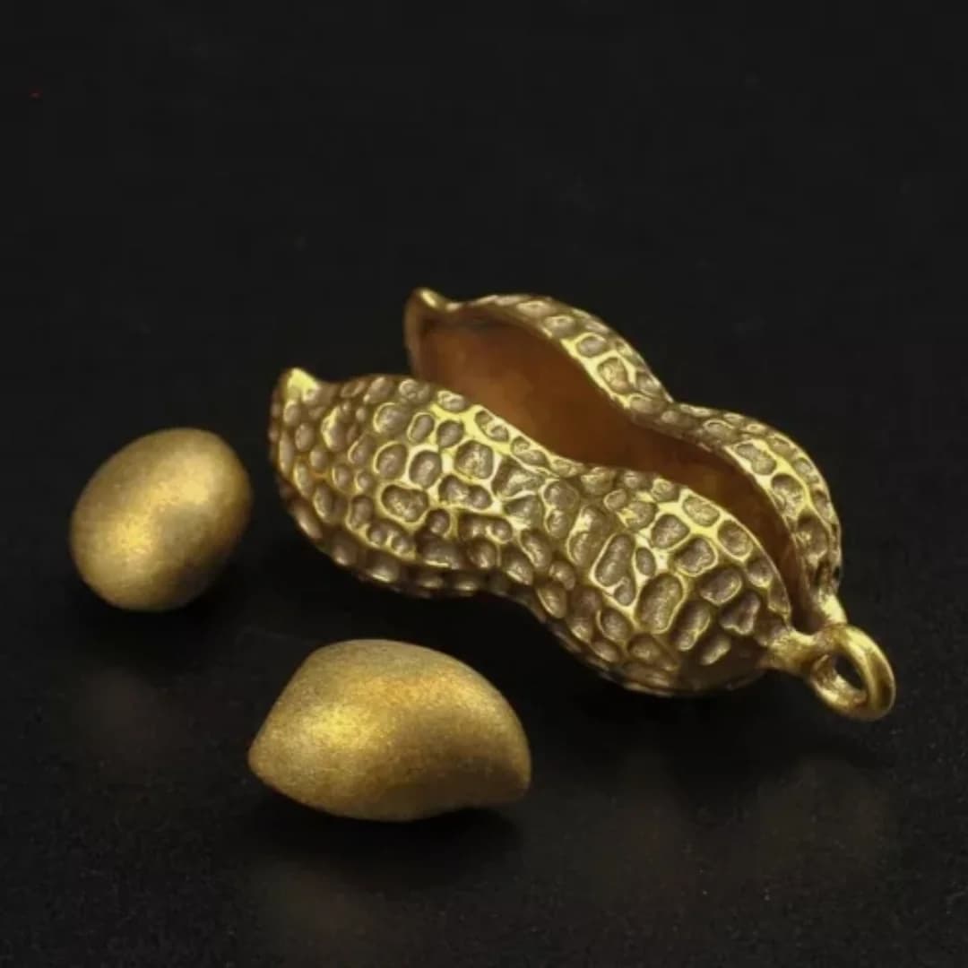 Pure Brass Peanut Keychain Gift Hanging Miniature Figure Craft