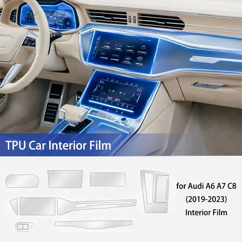 For Audi A6 A7 C8 2019 2023 Car Interior Film Center Console TPU Transparent Protective Film Anti-scratch Stickers Accessories