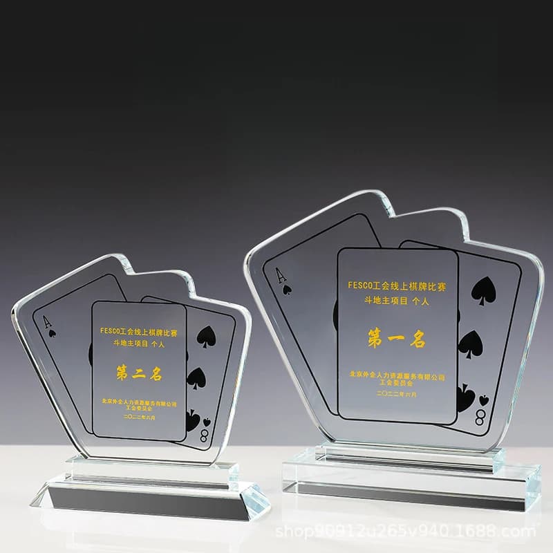 Poker card crystal trophy medal Mahjong tiles dice chess competition award items commemorative souvenirs