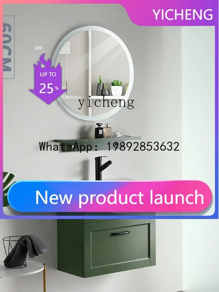 LYY Solid Wood Oak Bathroom Cabinet Assembled Cabinet Wall Cupboard Smart Mirror Washbasin Counter Basin Wash Basin