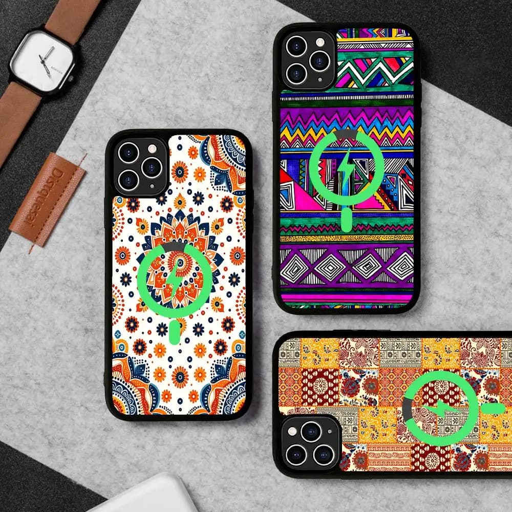 Bohemian Ethnic Style Magnetic Matte Phone Case For iPhone 16 17 15 14 13 12 11 For Magsafe Wireless Charge Cover