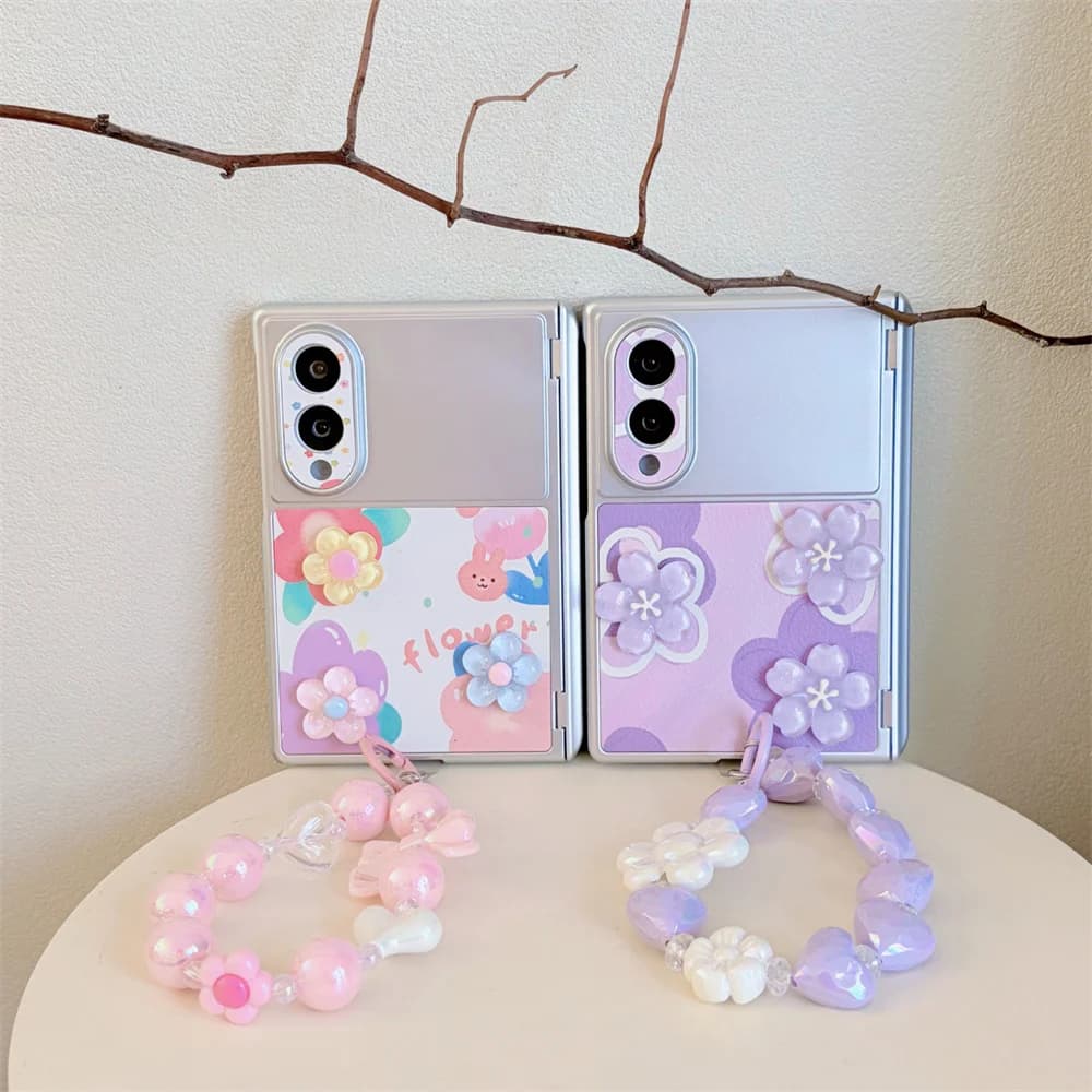 3D Flower Decor Phone Case For Samsung Galaxy Z Fold 8 Ultra Cute Floral Print Shell With Girly Shockproof Protective Cover