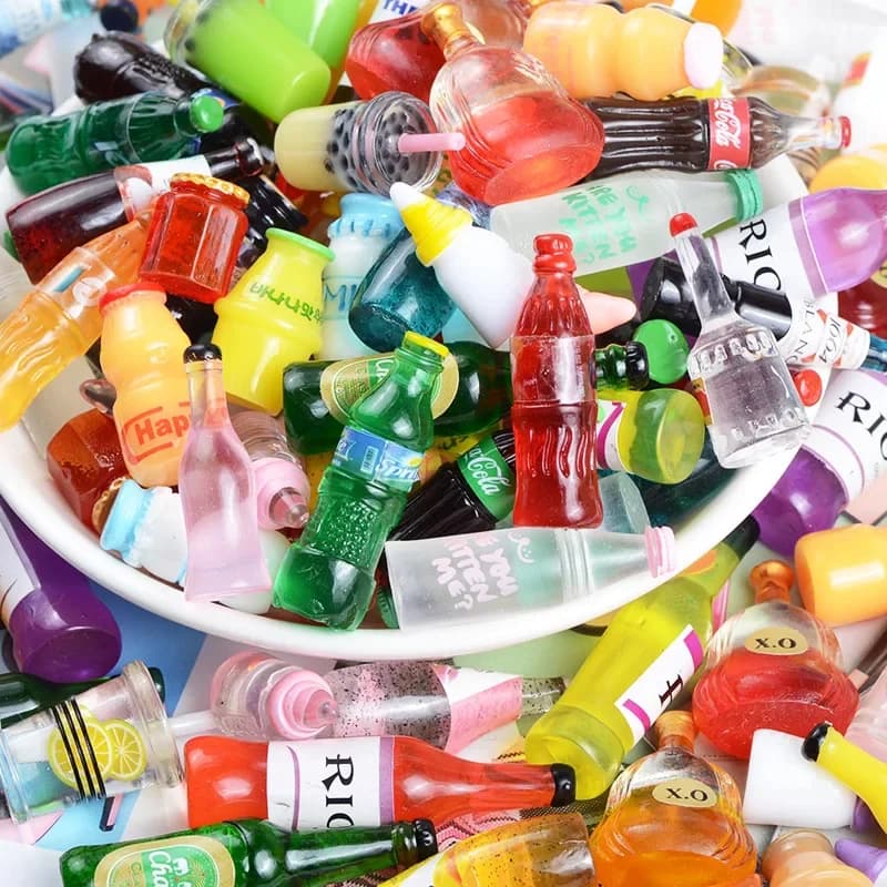 Three-Dimensional Mixed Bottle Accessories, Resin Simulation Wine Bottle, DIY Material, 10Pcs