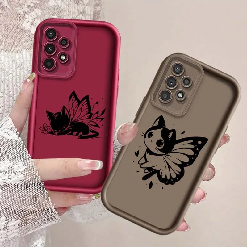 Cute Simple Kitten Design Cover For Samsung Galaxy A56 A16 A55 A35 A25 A73 A71 5G 5G 4G Eye Ladder Phone Case