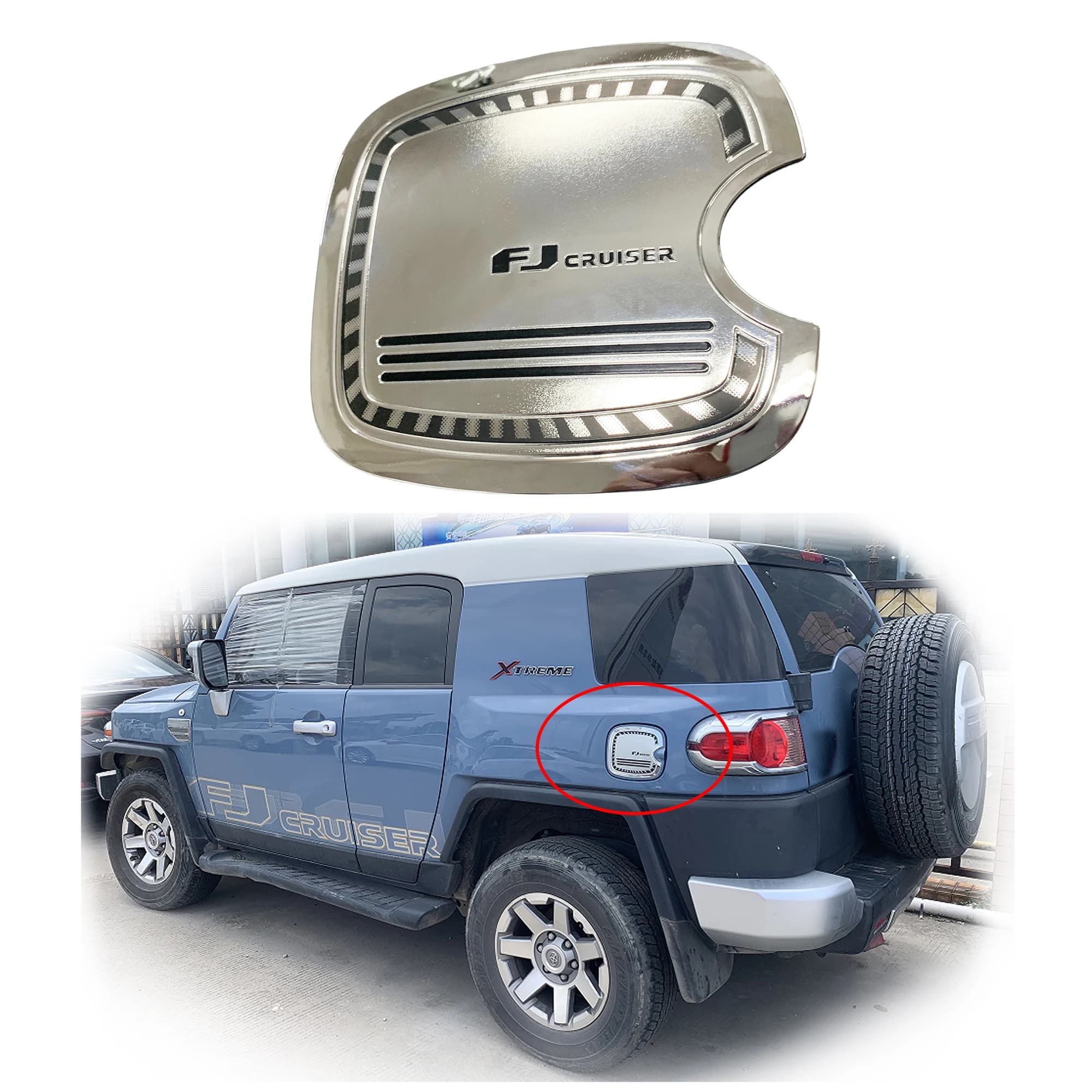 New Car Chrome Accessories Plated Fuel Tank Cover Trim Paste Style For For Toyota FJ Cruiser 2008 2009 2010 2014 2015 2016 2021