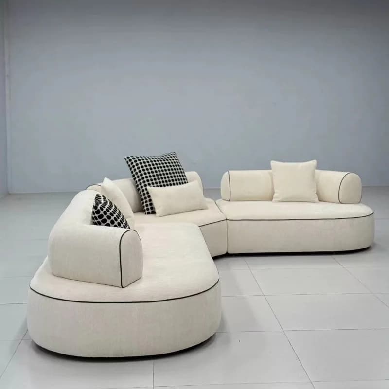 Cream corner fabric sofa, deep seat removable backrest, luxury apartment villa