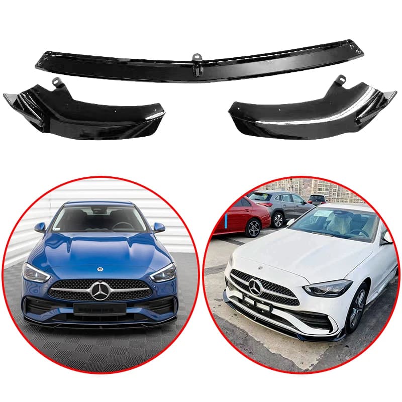 For Mercedes Benz C Class W206 2022+ C200 C220 C260 C300 High Quality ABS Car Front Bumper Lip Spoiler Body Kit Glossy Black