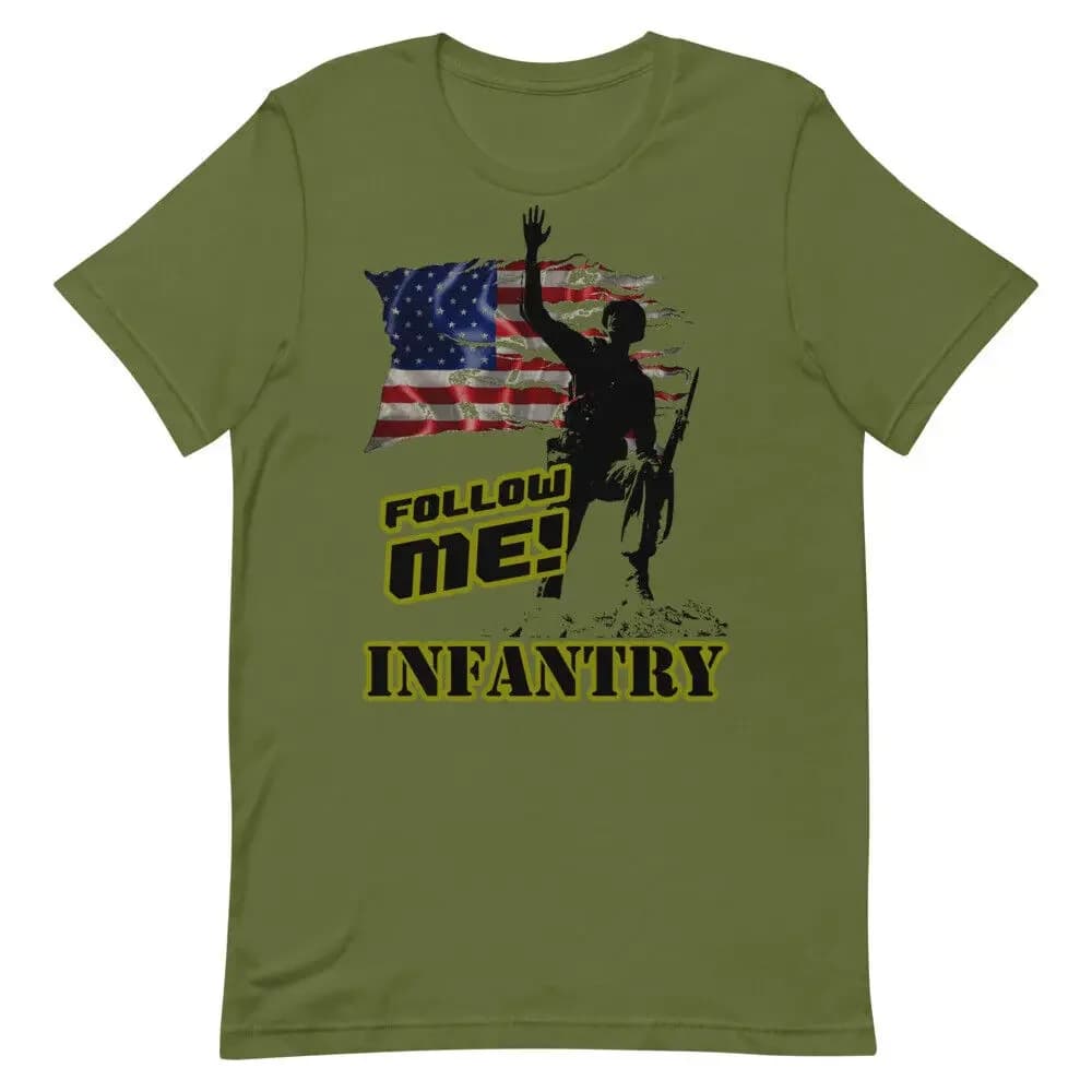 Follow Me US Army Infantry T-Shirt 100% Cotton O-Neck Short Sleeve Summer Casual Mens T-shirt Streetwear