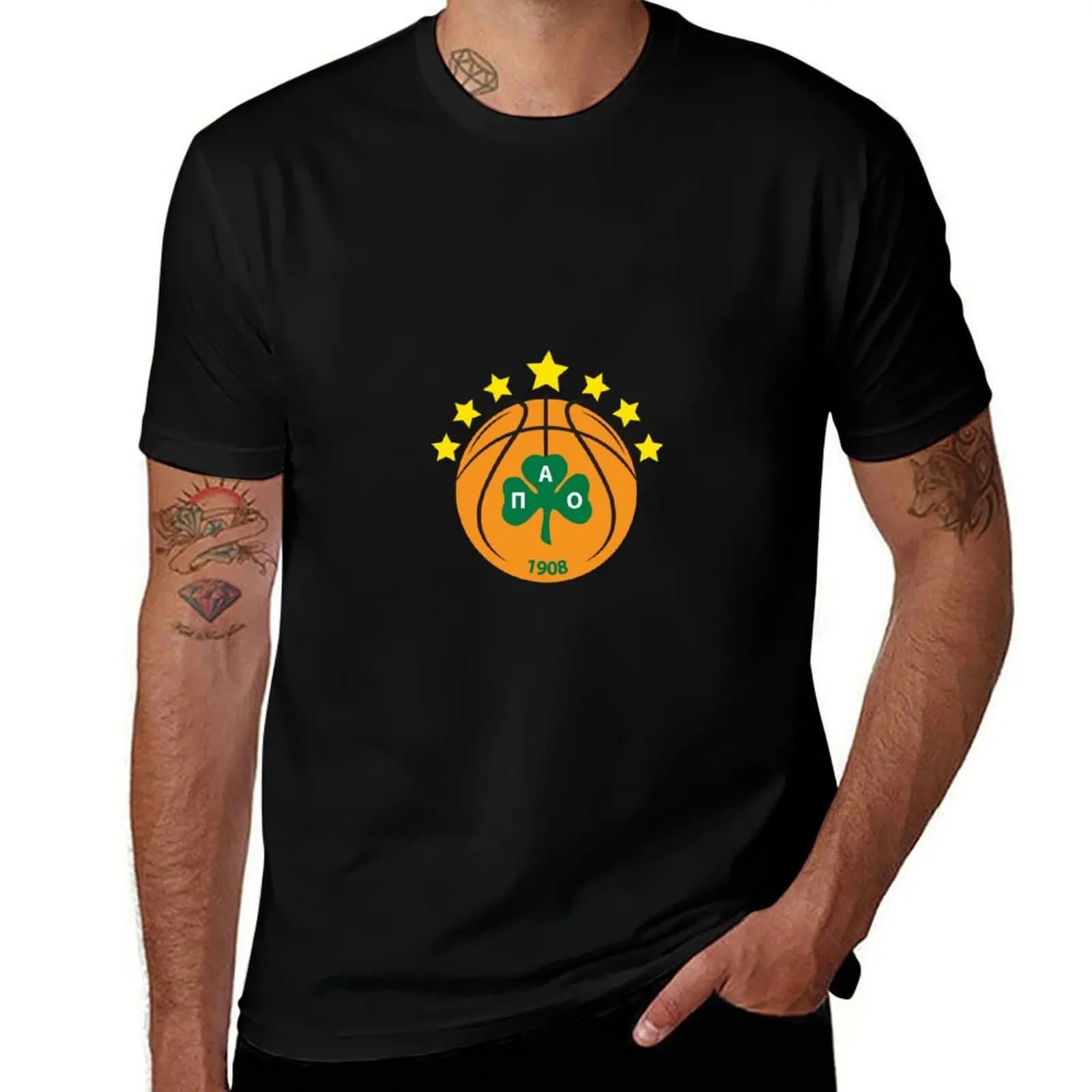 Panathinaikos 7 stars - Champions of Europe 2024 T-Shirt Sporty Casual Quick Dry T-Shirt