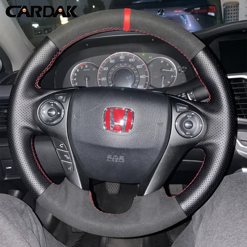 Customize Black Suede Leather Braid Car Steering Wheel Cover For Honda Accord 9 2013-2017 Crosstour 2013-2015 Car Interior