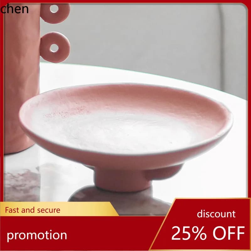 H1 Simple Fruit Plate Decorative Piece for Model Homes, Home Decor Accessories in , Double-Handle High-Footed Storage Tray Set