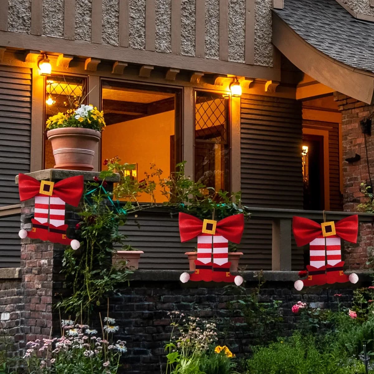 S04-H Santa Bow Boots Wall-hung Home Decorations Living Room Simple Home Crafts