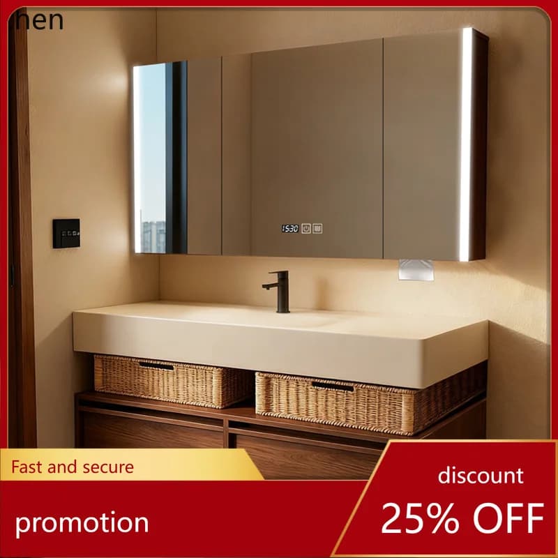 ZML Bathroom Cabinet Moganshan Multi-layer Solid Wood Washbasin Cabinet Set
