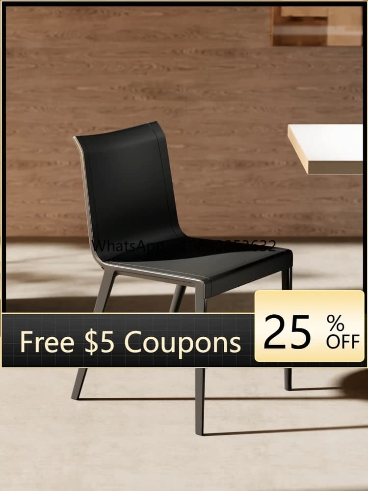 LYY Dining Genuine Leather Italian Minimalist Light Luxury High-end Simple Modern Home Island Saddle Leather High-end Chair