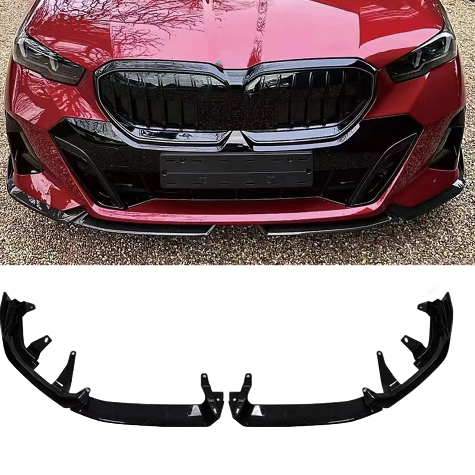 For BMW 5 Series I5 G60 2024-2026 M Sport Front Bumper Spoiler Lip Gloss Black Lower Diffuser Air Dam Guard Protector Splitter