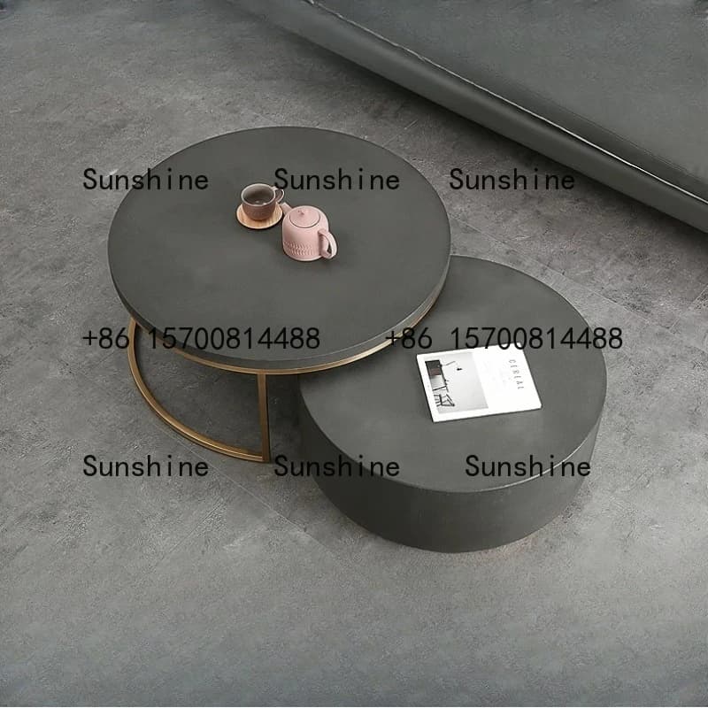 Internet celebrity small apartment cement coffee table round light luxury Nordic creative modern simplicity